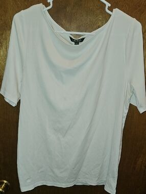 Lauren Ralph Lauren White 3/4 Sleeve Tee with Boat Neck